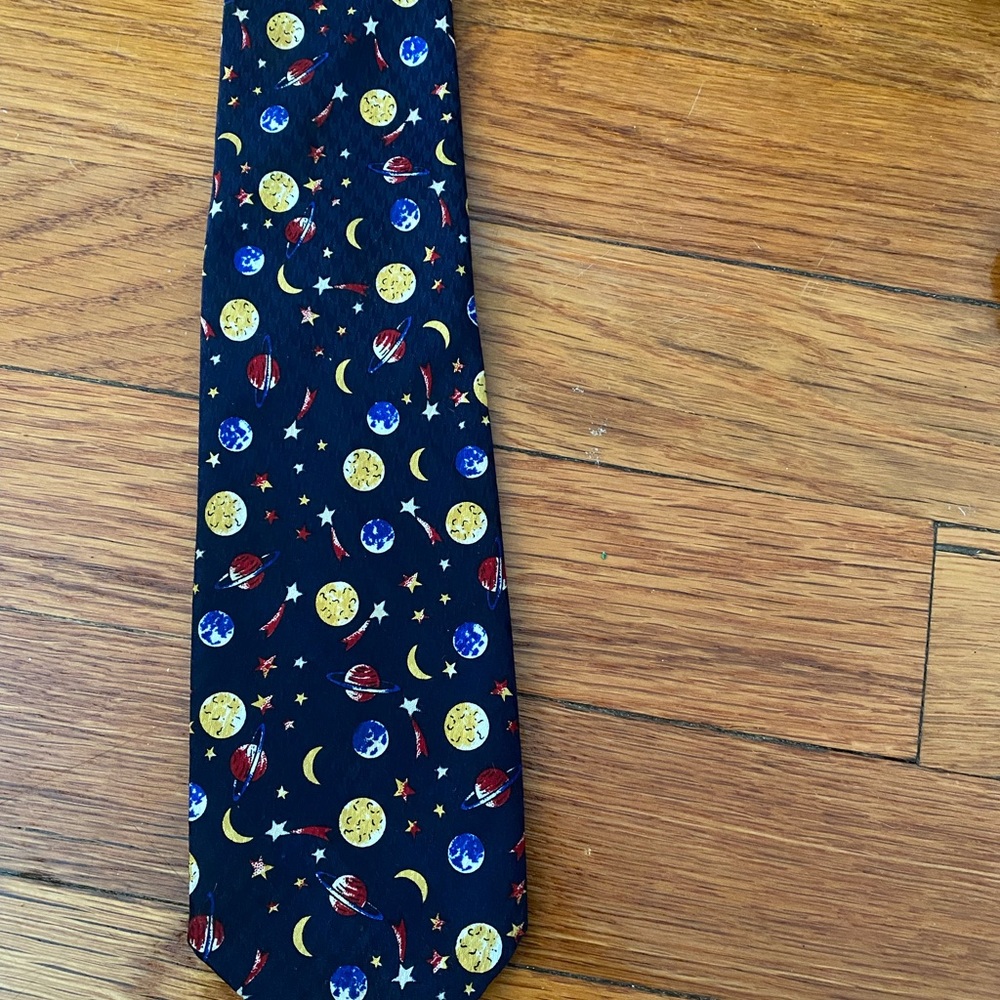 Vintage astrology planet space science tie (dark academia)